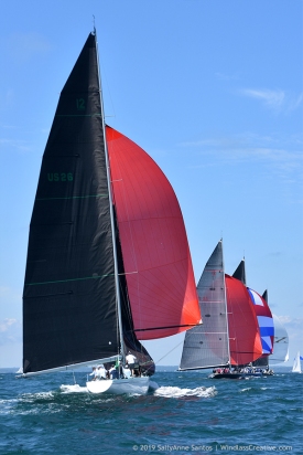 12mR yachts racing downwind at Newport